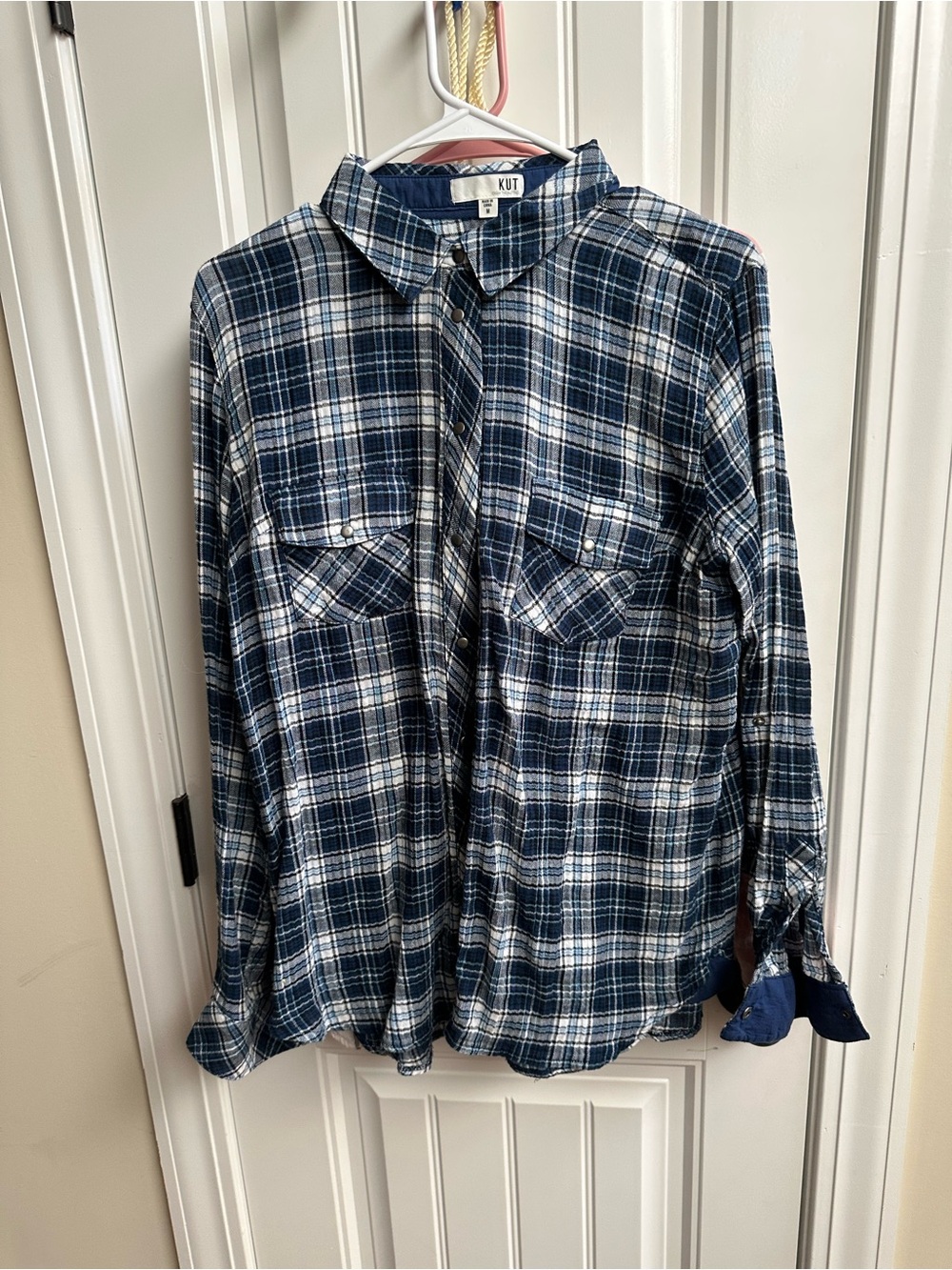 Kut from the Kloth Pink Plaid Button-Up Shirt an Blue Plaid 2 for the price of 1 - Picture 5 of 7